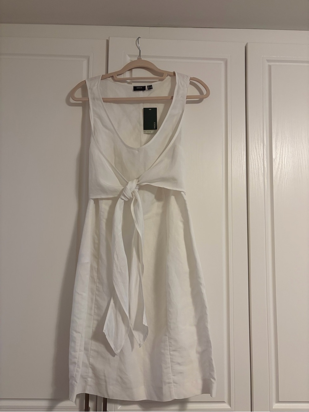 Mexx White Tie-Front Linen Blend Dress